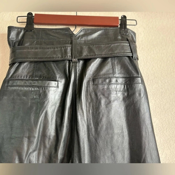 NWT Joie Adorabella B Caviar 100% Lamb Leather Belted Pants - Picture 3 of 16